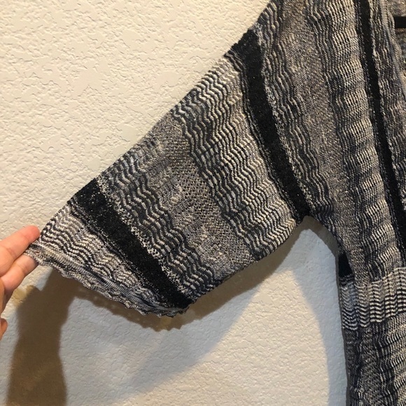 INC metallic‎ knit black faux wrap midi short sleeve polyester dress size Medium - Picture 4 of 9